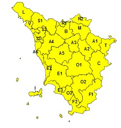 Maltempo in Toscana: codice giallo esteso a mercoledì 26